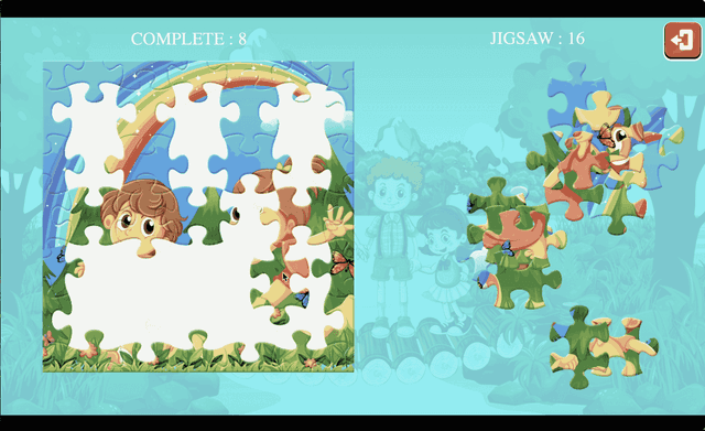 Playing Kids Jigsaw Puzzle Game